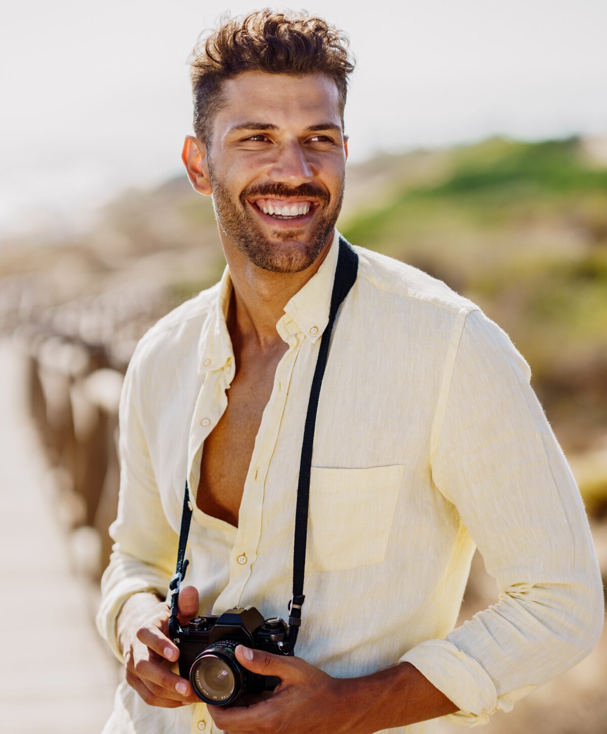 Fort Lauderdale blepharoplasty model with grey shirt