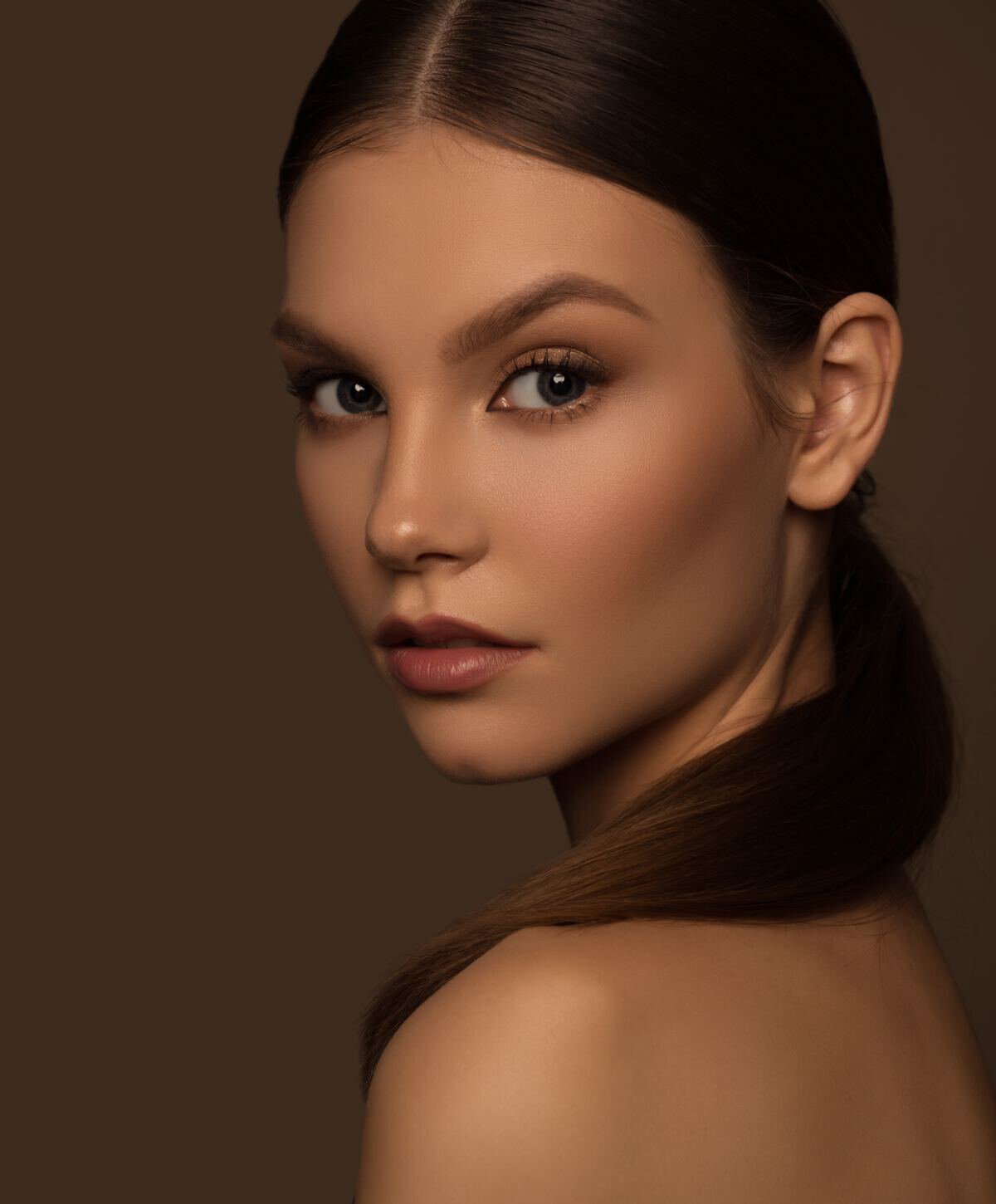 Miami functional rhinoplasty model with brown hair
